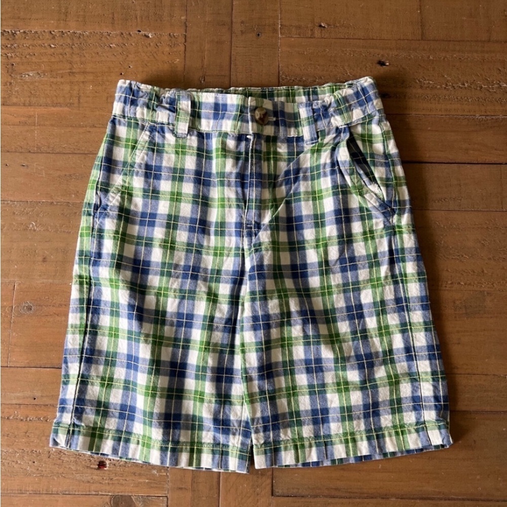 Janie and jack blue green plaid shorts
